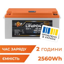 Акумулятор LP LiFePO4 25,6V - 100 Ah (2560Wh) (BMS 100A/50А) пластик LCD Smart BT