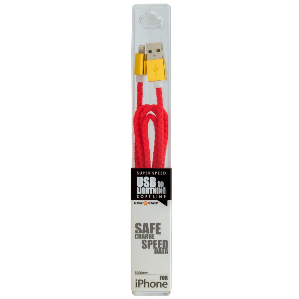 Кабель USB - Lightning 1м R (кож. плетение) красный / - Изображение 4