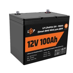 Аккумулятор LP LiFePO4 для ИБП 12V (12,8V) - 100 Ah (1280Wh) (Smart BMS 100А) с BT пластик