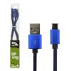 Кабель USB - micro USB 1м Bl (метал. плетение) синий / - Изображение 1