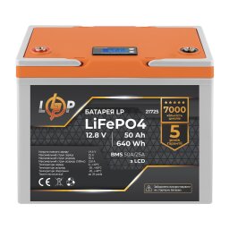 Аккумулятор LP LiFePO4 LCD 12,8V - 50 Ah (640Wh) (BMS 50A/25А) пластик null