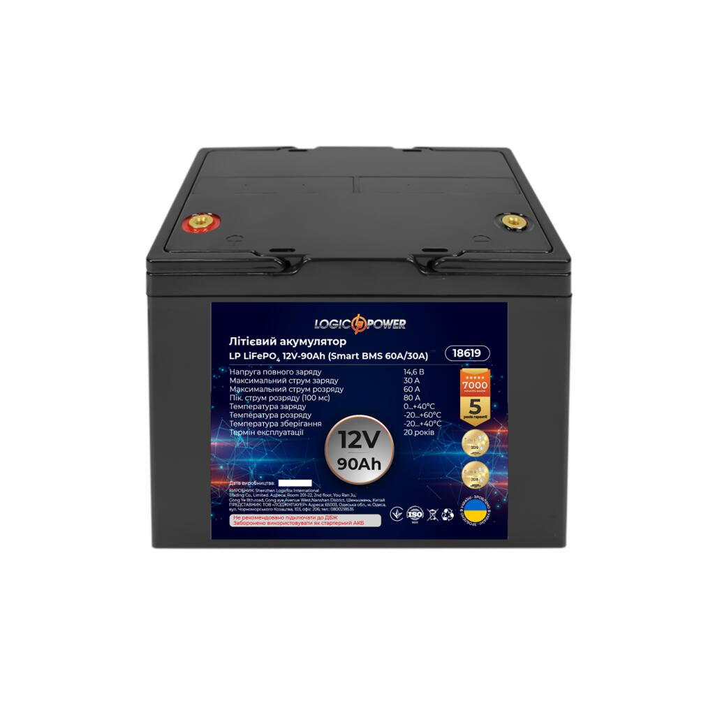 Аккумулятор LP LiFePO4 12V (12,8V) - 90 Ah (1152Wh) (Smart BMS 60A/30А) пластик - Изображение 4