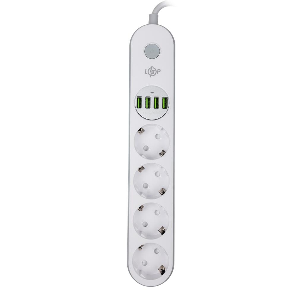 Сетевой фильтр (удлинитель) LP F24U4 (4x230V-2500W, 4xUSB-5V/3,4A 17W Auto Max) - Изображение 2