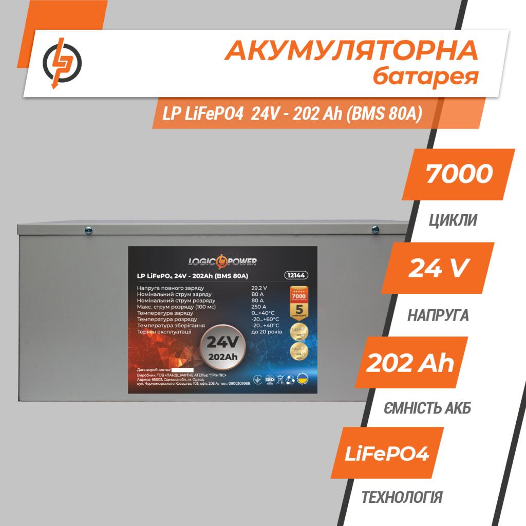 Аккумулятор LP LiFePO4 24V (25,6V) - 202 Ah (5171Wh) (BMS 80A) металл - Изображение 4