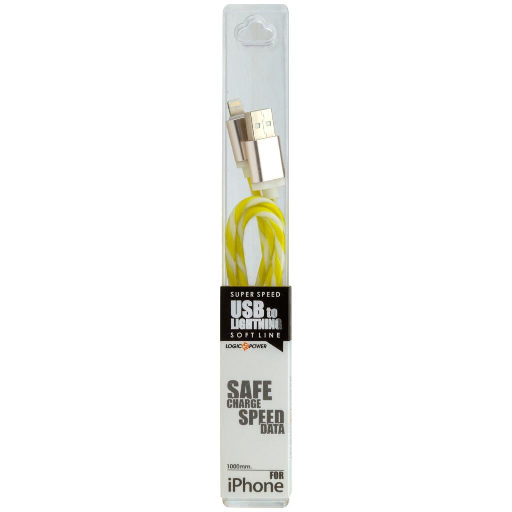 Кабель USB - Lightning 1м W-Gr (силикон) бело-зеленый / Retail - Изображение 4