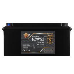 Акумулятор LP LiFePO4 25,6V - 60 Ah (1536Wh) (BMS 80A/40А) пластик LCD для ДБЖ null