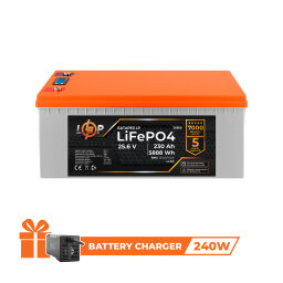 Аккумулятор LP LiFePO4 для ИБП LCD 24V (25,6V) - 230 Ah (5888Wh) (BMS 200A/100A) пластик 