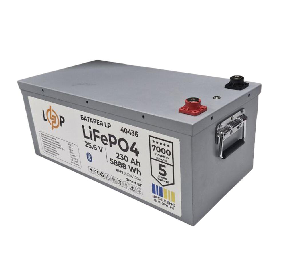 Акумулятор LP LiFePO4 25,6V - 230 Ah (5888Wh) (BMS 200A/100А) метал Smart BT - Зображення 3