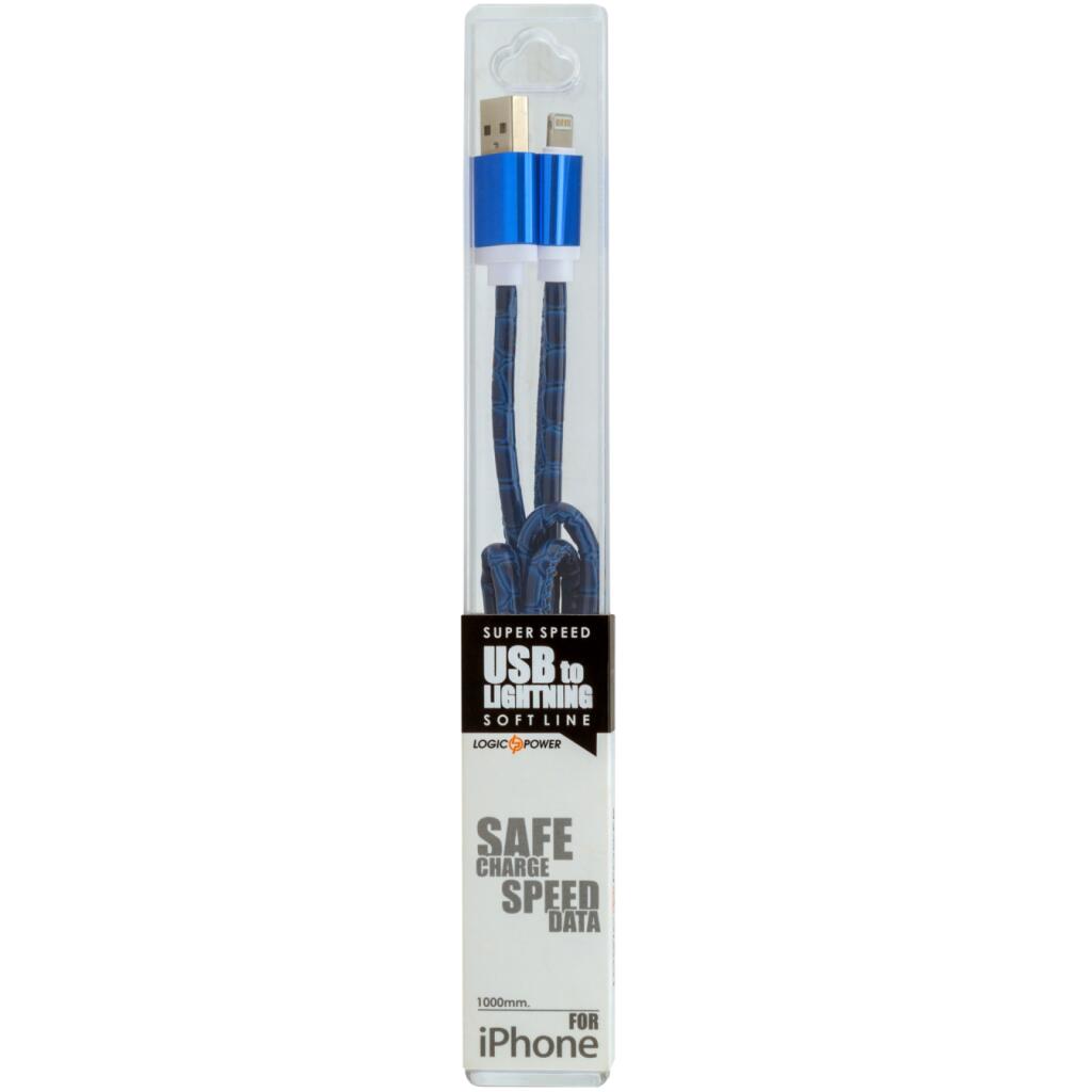 Кабель USB - Lightning 1м Bl (кожа) синий / Retail - Изображение 4