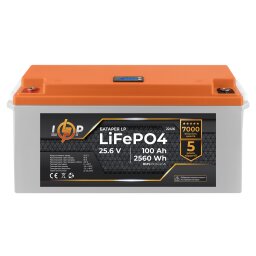 Аккумулятор LP LiFePO4 24V (25,6V) - 100 Ah (2560Wh) (BMS 80/40А) пластик LCD null