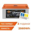 Акумулятор LP LiFePO4 25,6V - 100 Ah (2560Wh) (BMS 100A/50А) пластик LCD Smart BT - Зображення 1