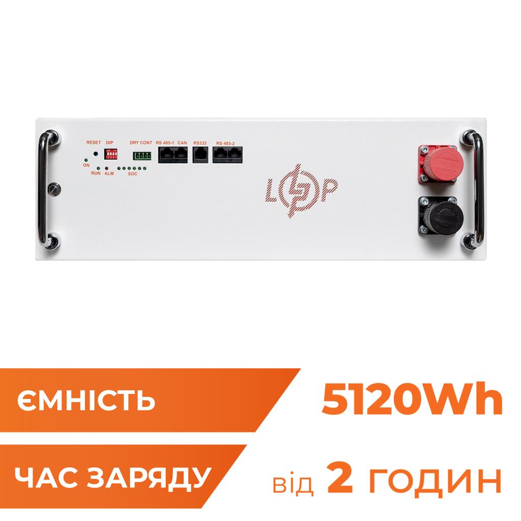 Акумулятор LP LiFePO4 51,2V - 100 Ah (5120Wh) (BMS JK 100A/50А) RM RS485/CAN WH - Зображення 2