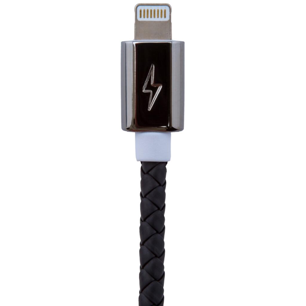 Кабель USB - Lightning 1м B (кож. плетение) черный / R - Изображение 2