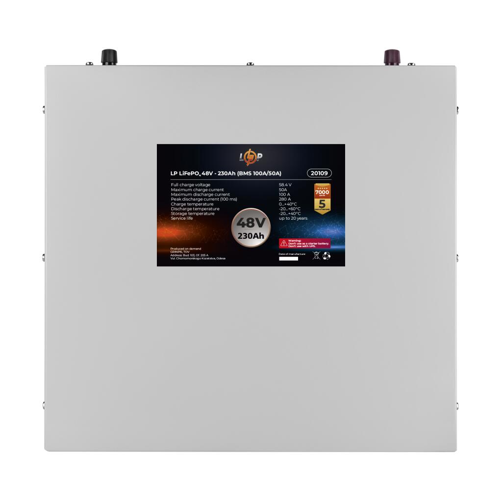 Аккумулятор LP LiFePO4 48V (51,2V) - 230 Ah (11776Wh) (BMS 100A/50A) металл - Изображение 2