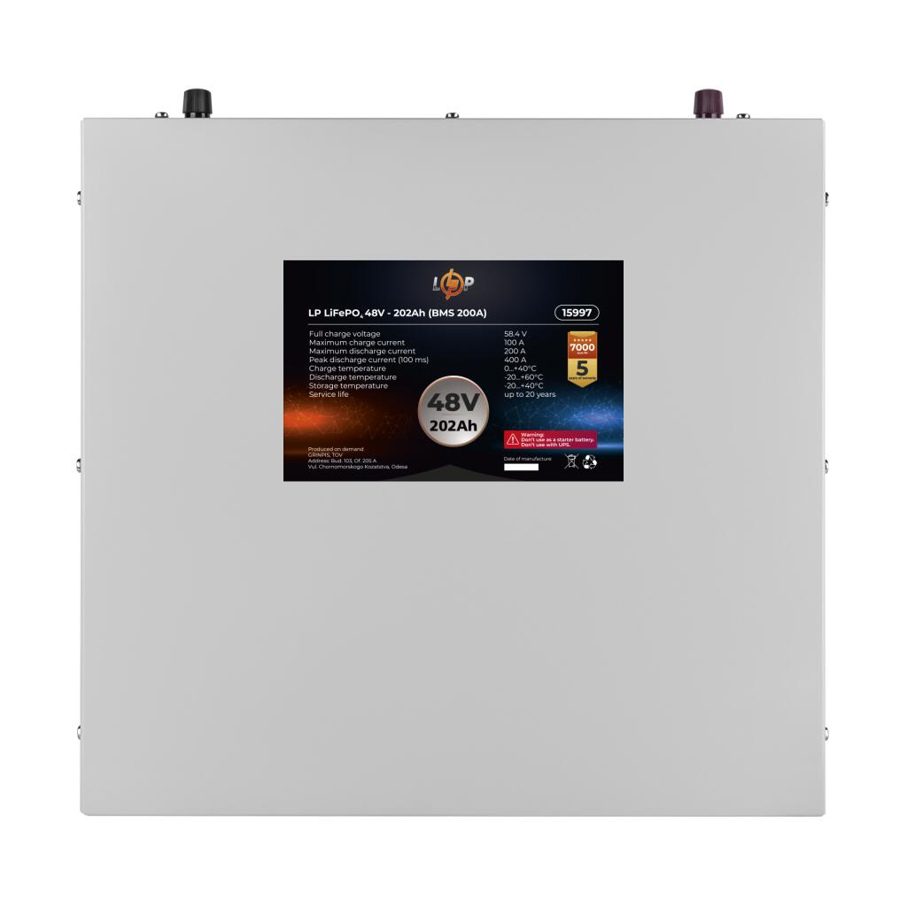 Аккумулятор LP LiFePO4 48V (51,2V) - 202 Ah (10342Wh) (BMS 200A) металл - Изображение 3