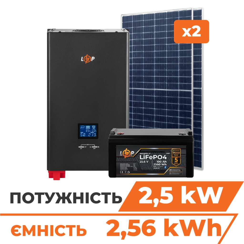 Комплект СЕС 2.5kW АКБ 2.560kWh (літій) 100 Ah Преміум - Изображение 1