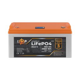 Аккумулятор LP LiFePO4 25,6V - 100 Ah (2560Wh) (BMS 80A/80А) пластик LCD Smart BT 