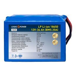 Аккумулятор LP Li-ion 18650 12V - 34 Ah (BMS 20A)