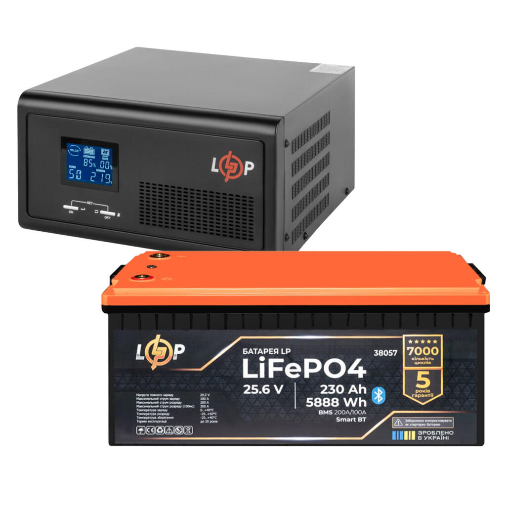 Комплект резервного питания LogicPower ИБП 1600W + литиевая (LiFePO4) батарея 5888Wh - Изображение 1