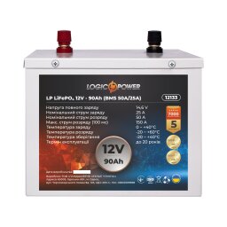 Акумулятор LP LiFePO4 12V (12,8V) - 90 Ah (1152Wh) (BMS 50A/25A) металл null