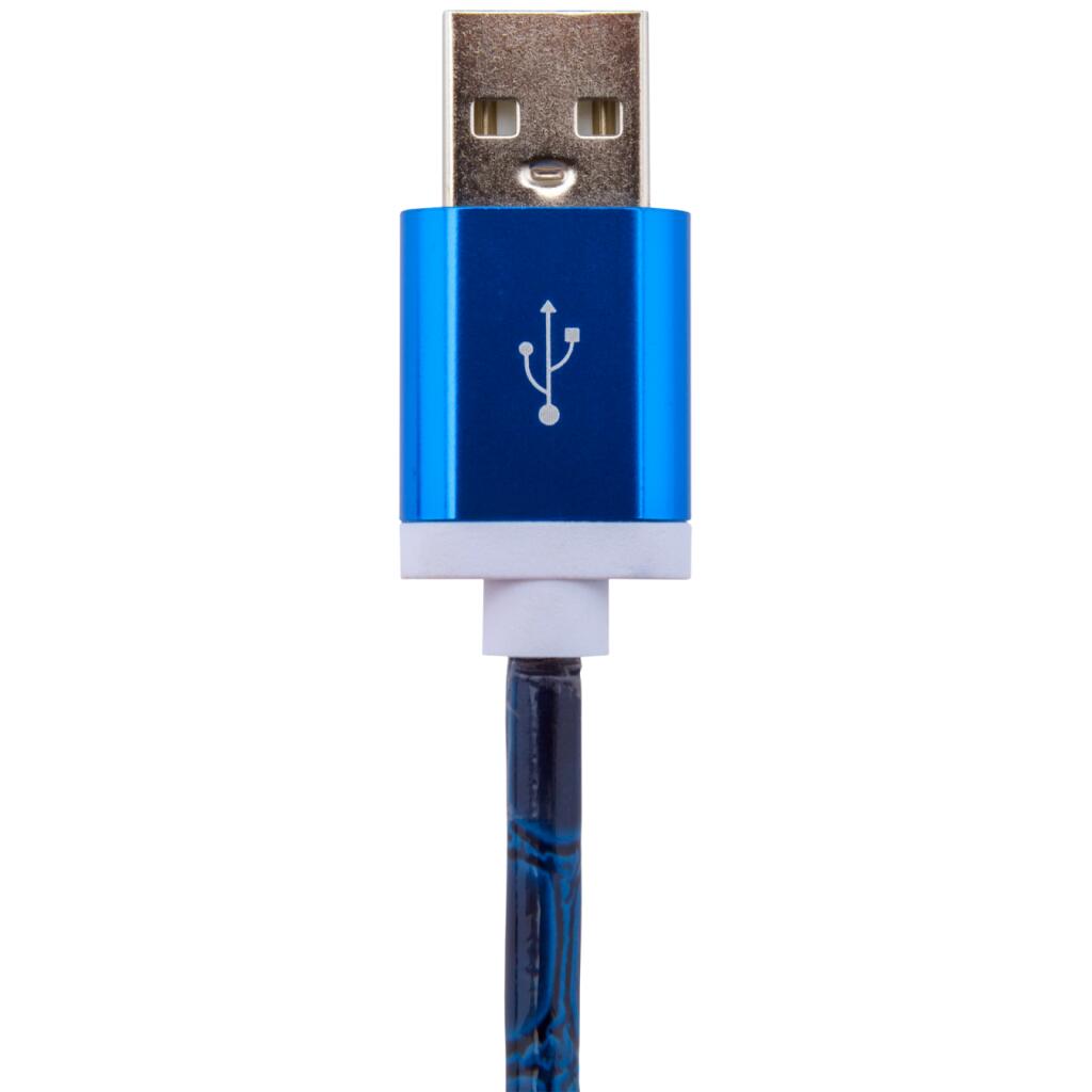 Кабель USB - micro USB 1м Bl (кожа) синий / Retail - Изображение 3