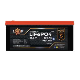 Аккумулятор LP LiFePO4 25,6V - 100 Ah (2560Wh) (BMS 100A/50А) пластик Smart BT
