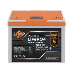Акумулятор LP LiFePO4 12,8V - 100 Ah (1280Wh) (BMS 100A/50А) пластик LCD Smart BT 