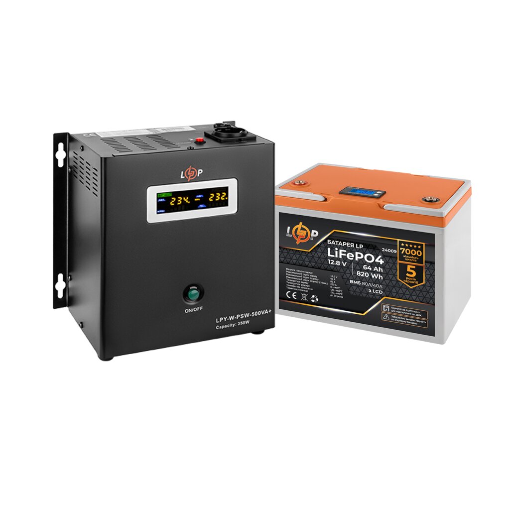 Комплект резервного питания LP (LogicPower) ИБП + литиевая (LiFePO4) батарея (UPS W500+ АКБ LiFePO4 820Wh) - Изображение 2