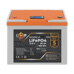Акумулятор LP LiFePO4 для ДБЖ 12,8V - 60 Ah (768Wh) (BMS 50A/25А) пластик LCD null