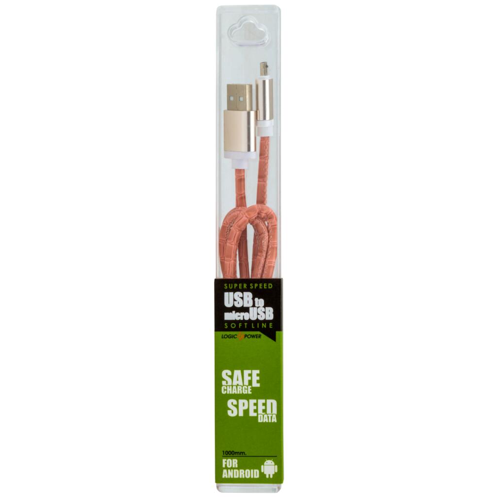 Кабель USB - micro USB 1м P (кожа) розовый / Retail - Изображение 4