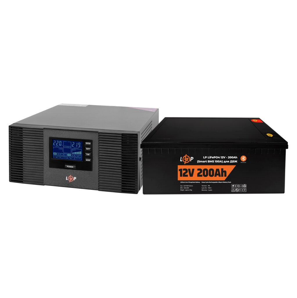 Комплект резервного питания LP(LogicPower) ИБП + литиевая (LiFePO4) батарея UPS 1500VA + АКБ LiFePO4 1280W - Изображение 1