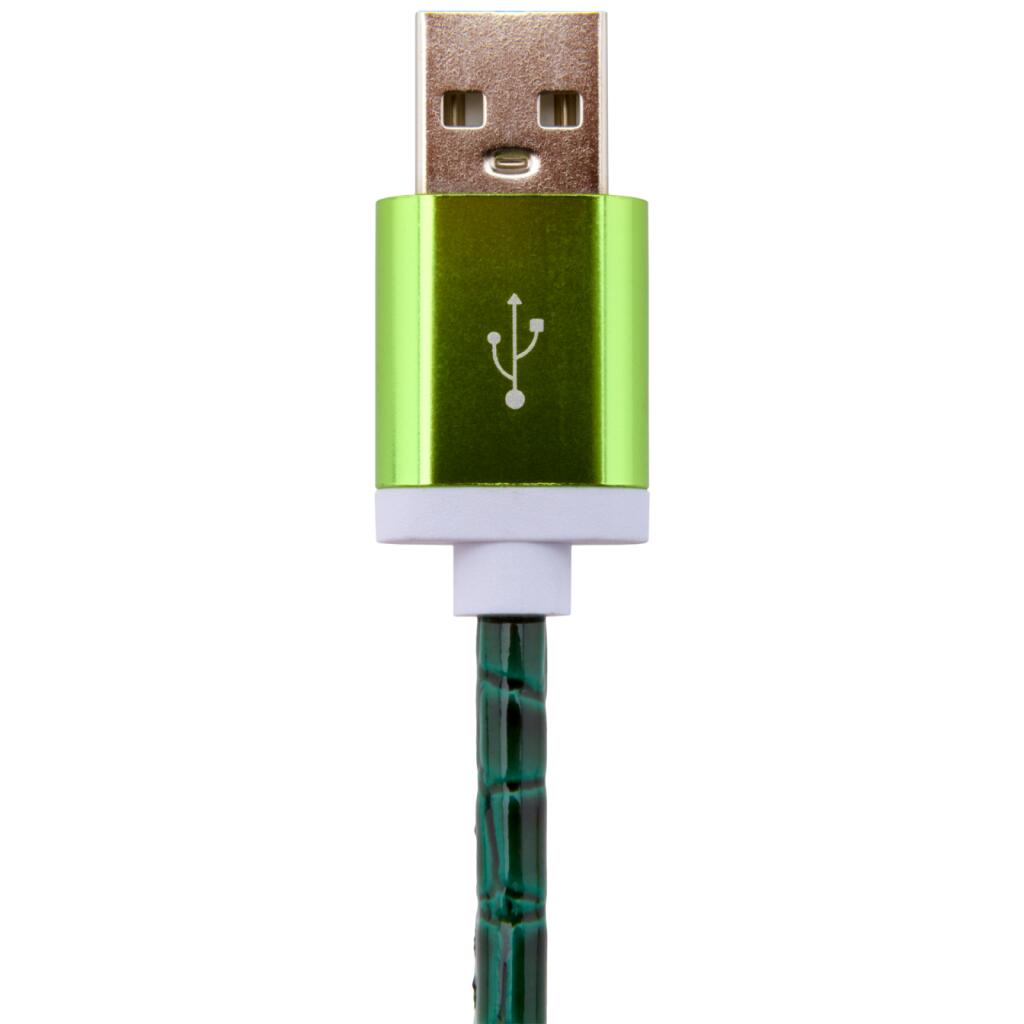 Кабель USB - Lightning 1м Gr (кожа) зеленый / Retail - Изображение 3