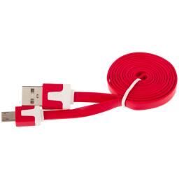 Кабель плоский USB - micro USB 1м КРАСНЫЙ