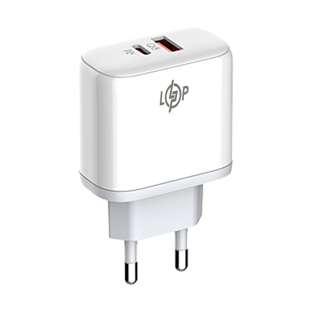 Зарядка для телефона LogicPower 45W (Type-C+USB) QC + кабель (Type-C to Type-C) - Изображение 1