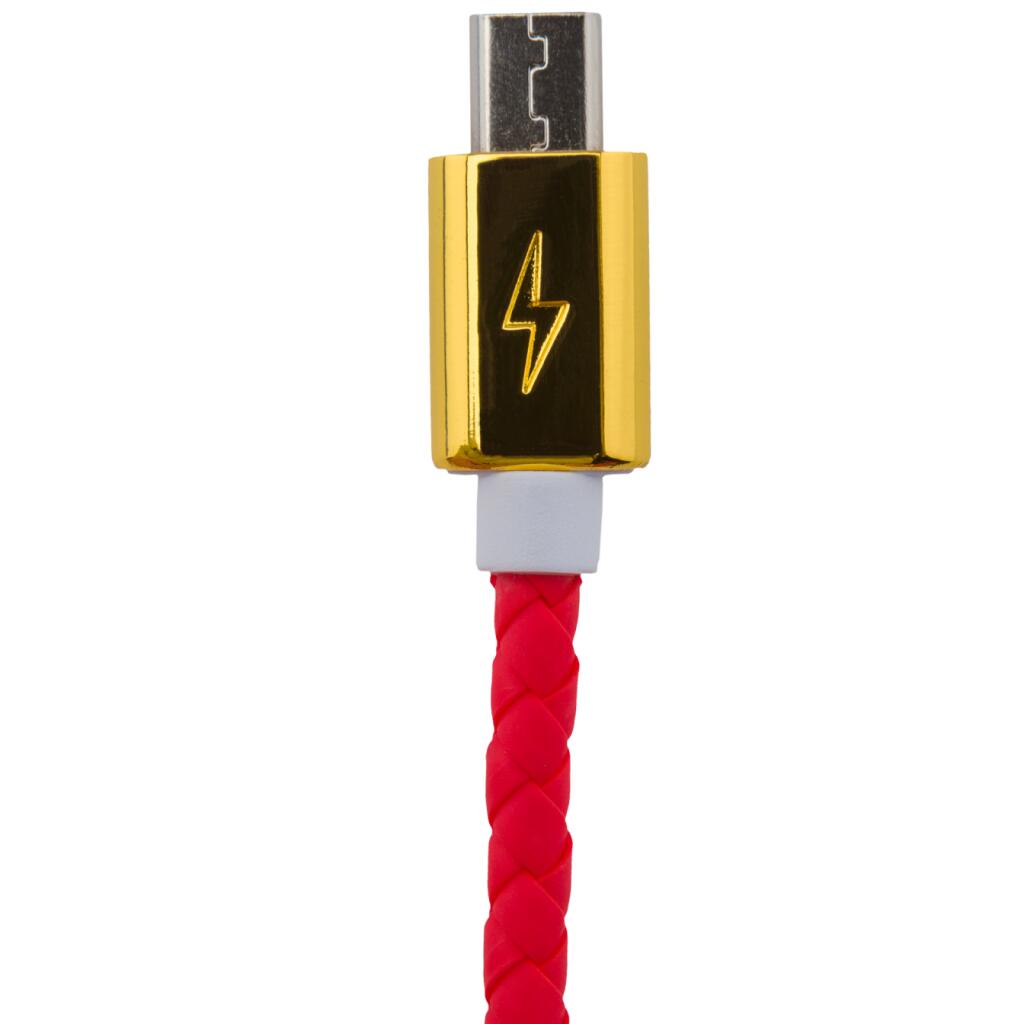 Кабель USB - micro USB 1м R (кож. плетение) красный / Retail - Изображение 2