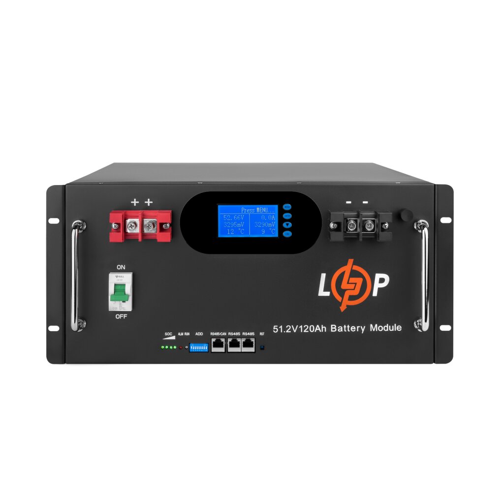 Аккумулятор LP LiFePO4 51,2V - 120 Ah 6000Wh (Smart BMS 100A) с LCD RM AB - Изображение 1