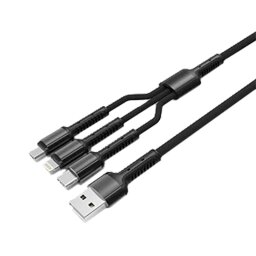 Кабель (шнур) LogicPower 3 в 1 USB 3.0 to Type-C/Lightning/Micro-USB зі швидкою зарядкою (QC) 3.4A 1м