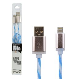 Кабель USB - micro USB 1м W-Bl (силикон) бело-голубой