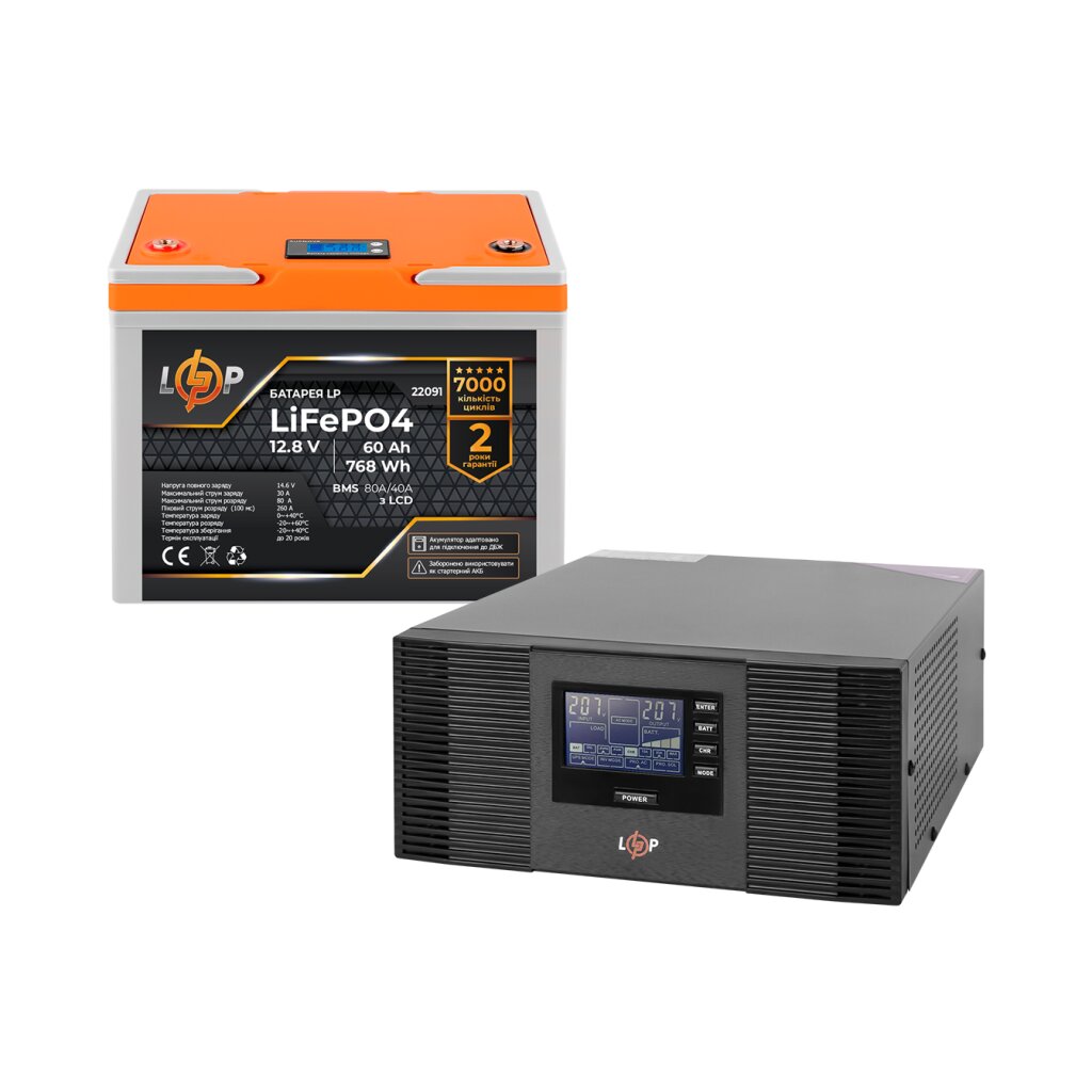 Комплект резервного питания LogicPower B1500 + литиевая (LiFePO4) батарея 768Wh - Изображение 2