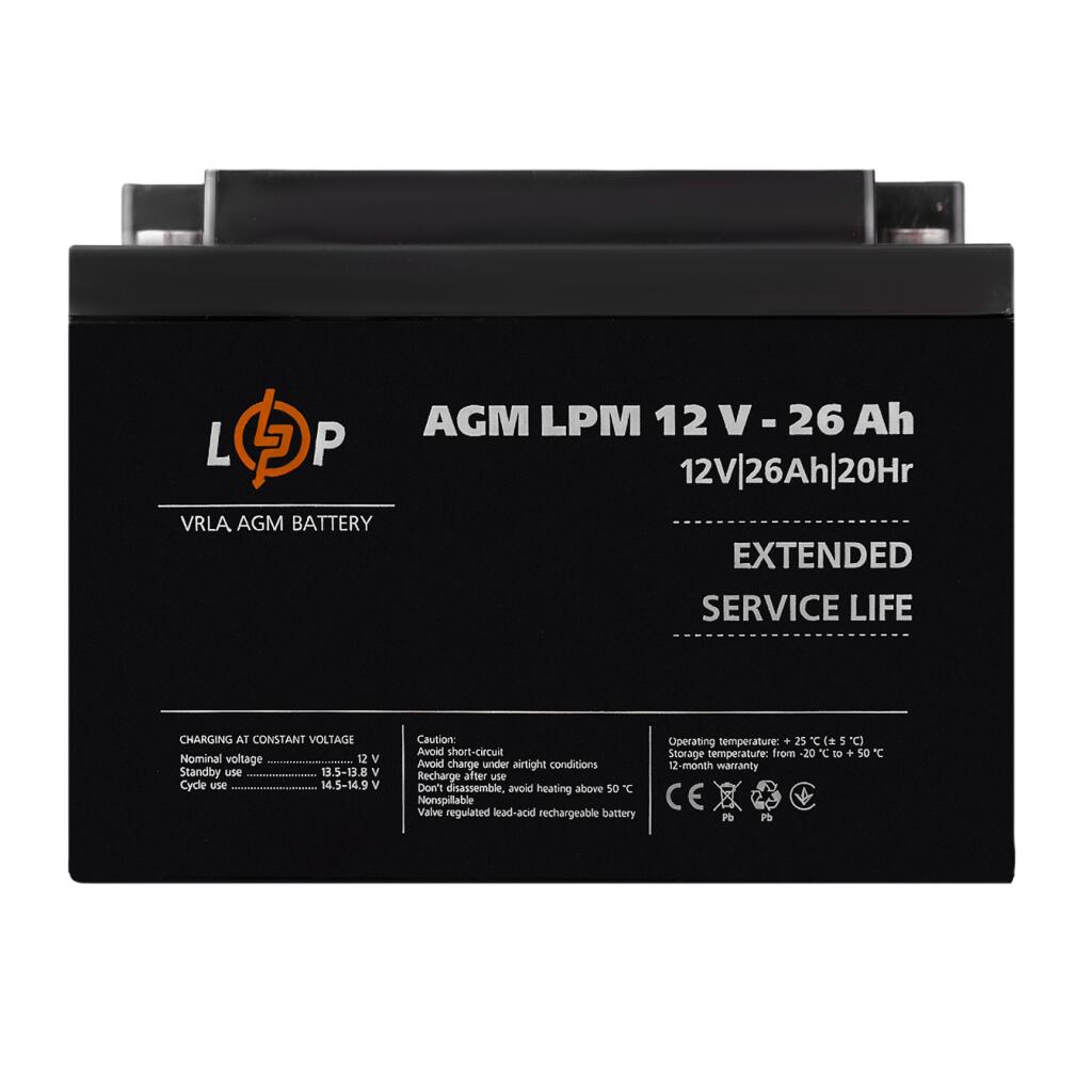 Распродажа (22883) Аккумулятор AGM LPM 12V - 26 Ah под болт М5 (08-2024) - Изображение 3