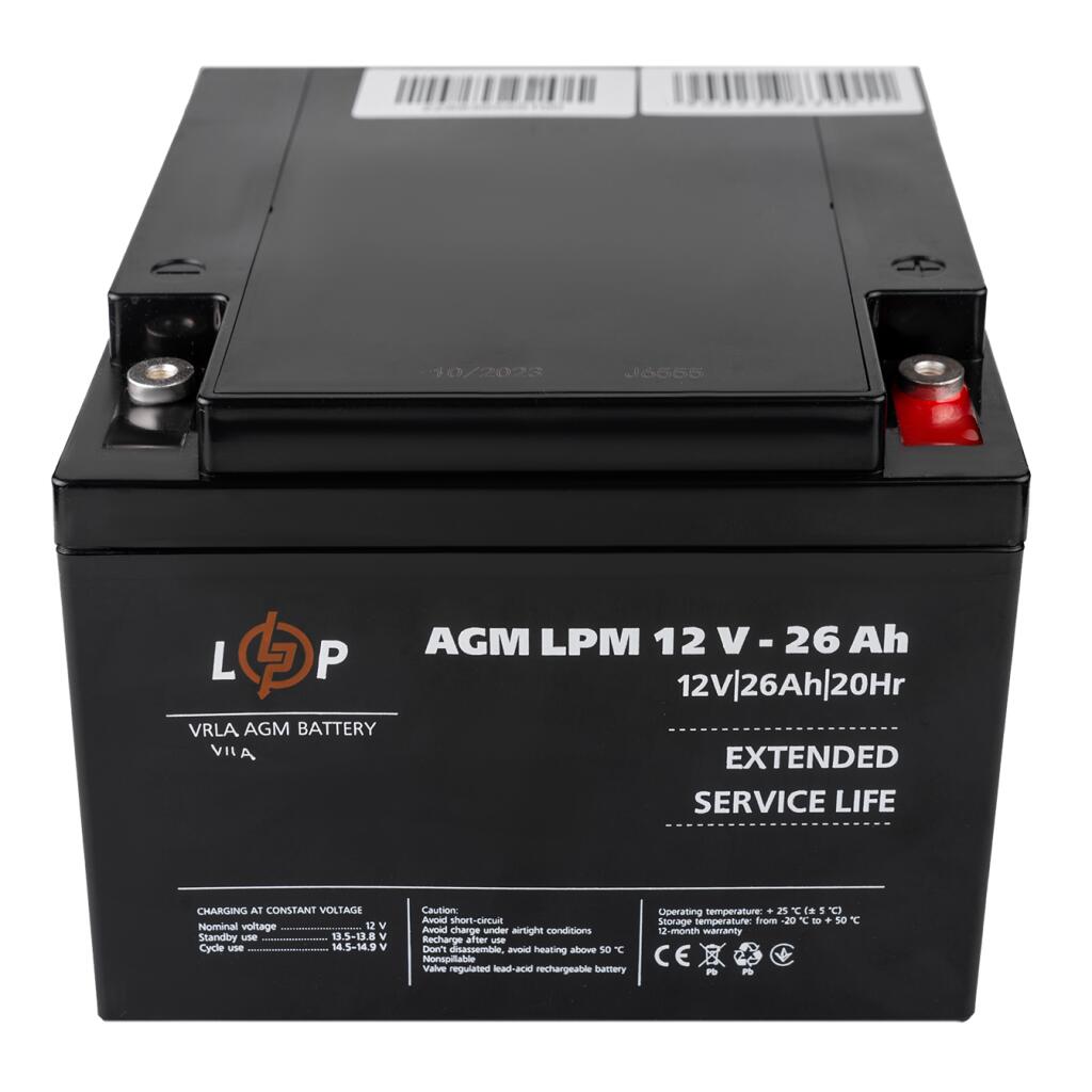 Распродажа (22883) Аккумулятор AGM LPM 12V - 26 Ah под болт М5 (08-2024) - Изображение 2