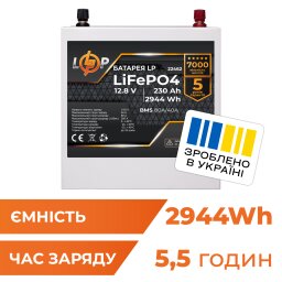 Акумулятор LP LiFePO4 12V (12.8V) - 230 Ah (2944Wh) (BMS 80/40A) метал