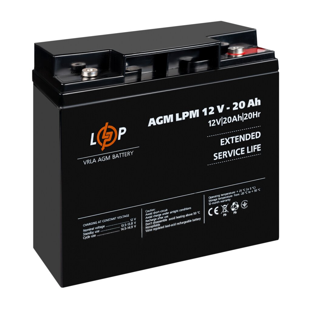 Акумулятор AGM LPM 12V-20 Ah під болт М5 - Изображение 3