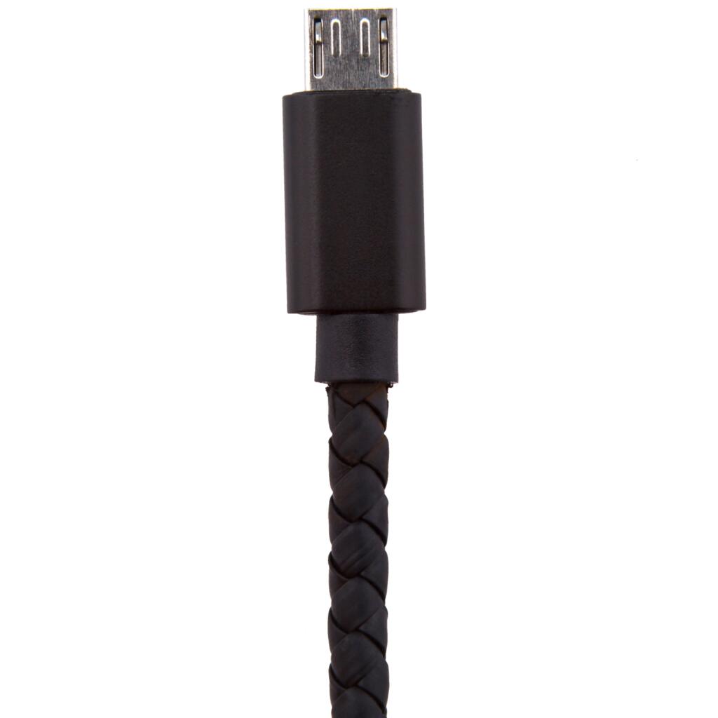 Кабель USB - micro USB 1м B (кож. плетение) черный / Re - Изображение 2