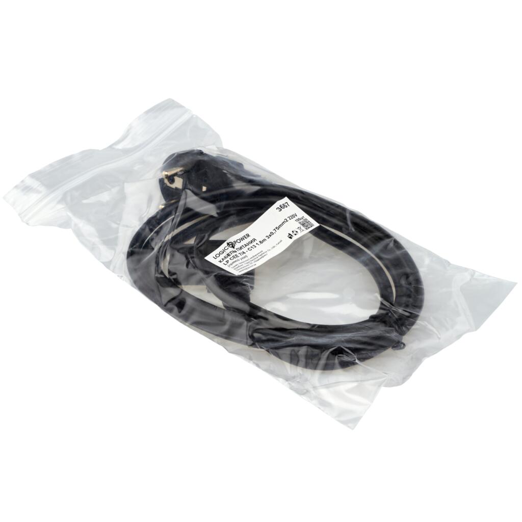 Кабель питания 220V LP CEE 7/4 C13 - 1.2 м 3x0.5 мм2 (прямой угол) - Изображение 2