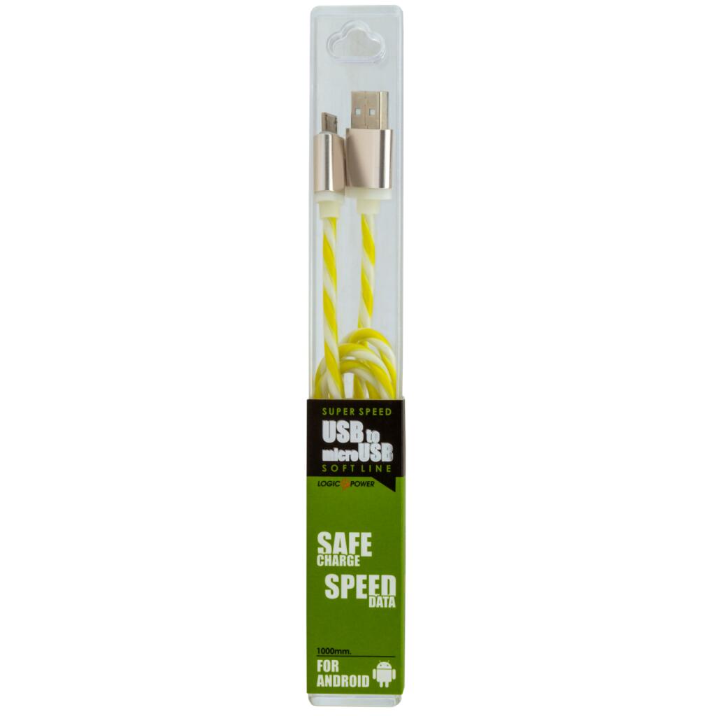 Кабель USB - micro USB 1м W-Gr (силикон) бело-зеленый - Изображение 4