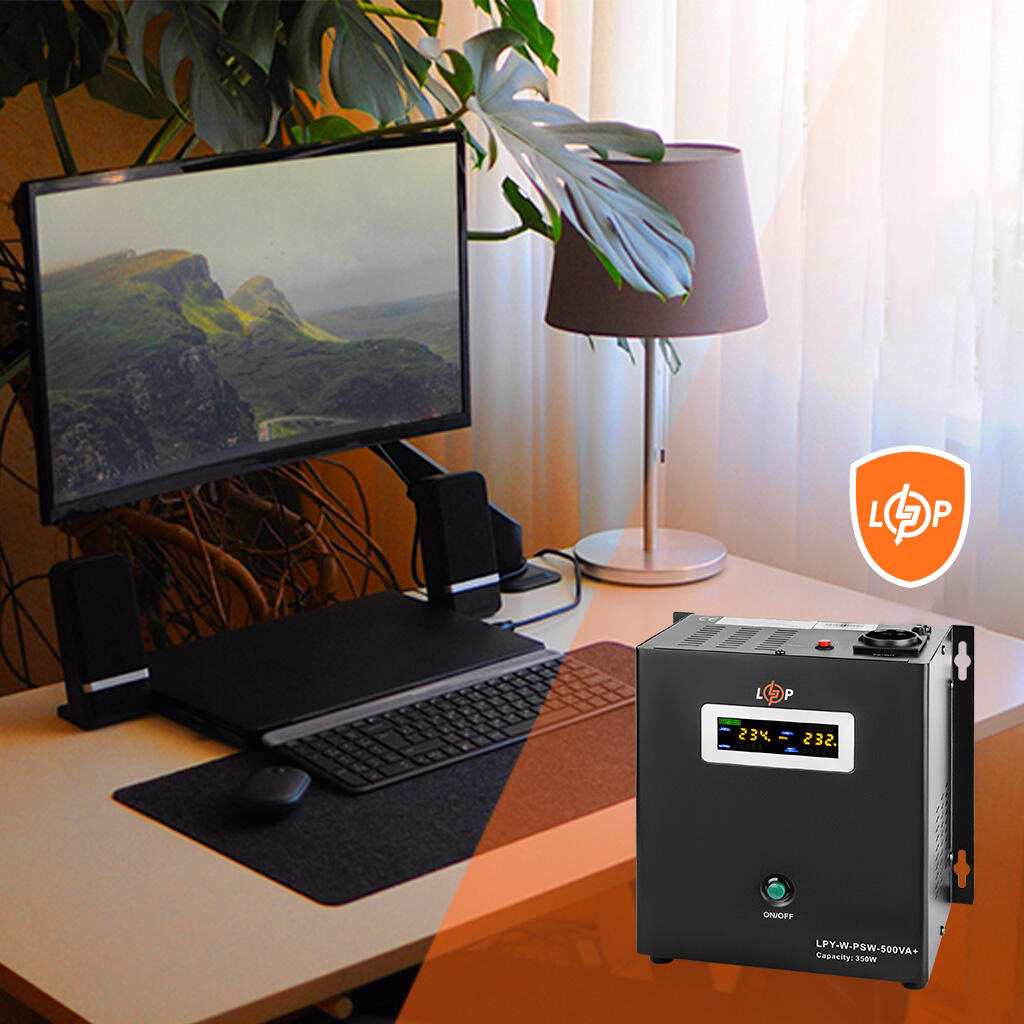 ДБЖ з правильною синусоїдою 12V LPY-W-PSW-500VA+(350Вт)5A/10A - Зображення 8