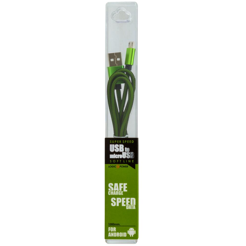 Кабель USB - micro USB 1м Gr (метал. плетение) зеленый - Изображение 4