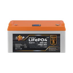 Аккумулятор LP LiFePO4 12,8V - 200 Ah (2560Wh) (BMS 150A/75А) пластик LCD для ИБП