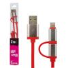 Кабель 2 в 1 USB - micro USB Lightning R 1м красный /Retail - Изображение 1